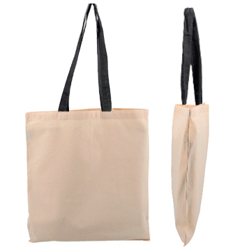 Bolsa Algodón Asa Negra 38x42