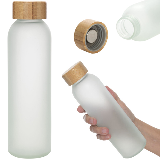 Botella Bambú Vidrio Frost 500cc