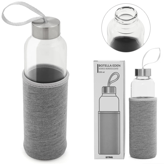 Botella Vidrio con Funda 550cc